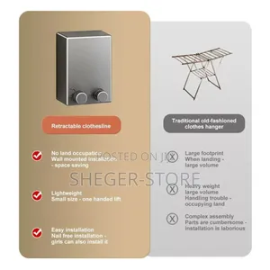 Retractable Clothesline Rope (ልብስ በትንሽ ቦታ ማድረቅ የሚያስችል አስደናቂ ማስጫ)