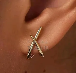 Photo - Trendy Gold Color Cross Stud Earrings for Womendainty Fashion Jewelry