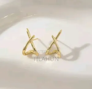 Trendy Gold Color Cross Stud Earrings for Womendainty Fashion Jewelry