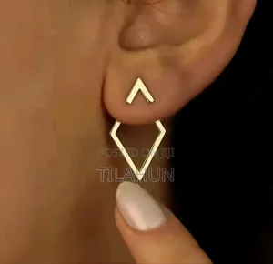 Photo - Geometric Square Detachable Stud Earrings for Women Fashion Jewelry
