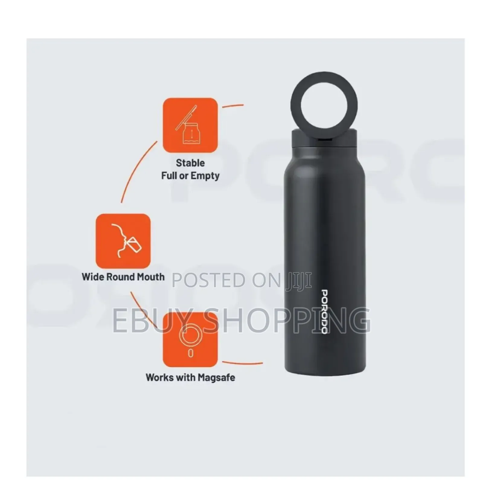 Porodo Adventure Bottle - 360° Swivel Magnetic Base For Travel