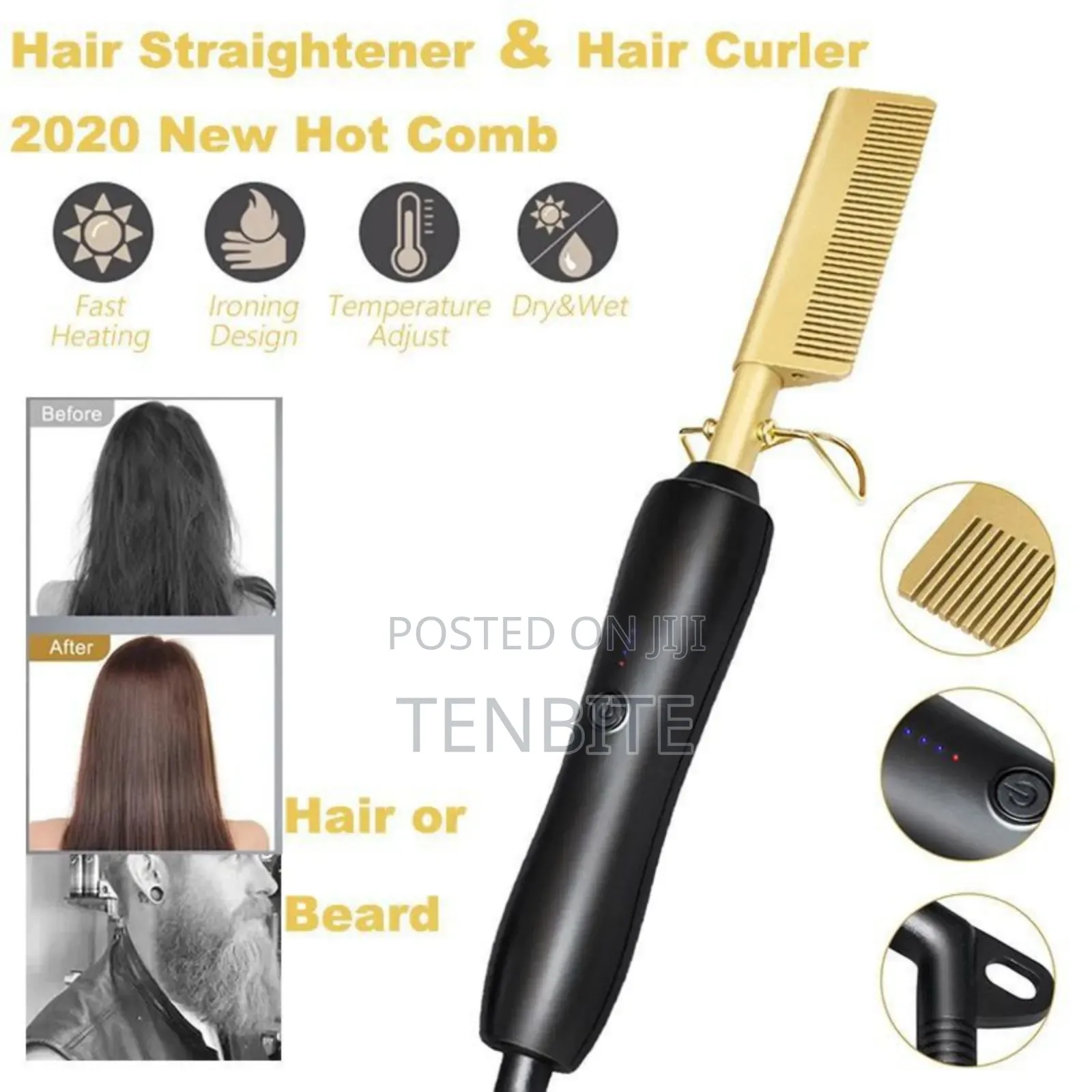 Gold Ceramic High Heat Professional Heat Comb Straightener