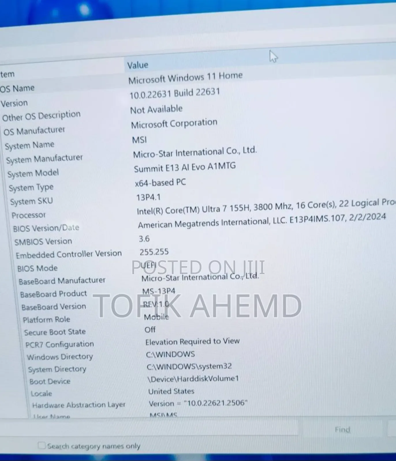 New Laptop MSI Summit E14 Flip Evo 16GB Intel Core Ultra 7 SSD 1T