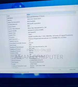 New Laptop MSI GF63 16GB Intel Core Ultra 7 SSD 1T