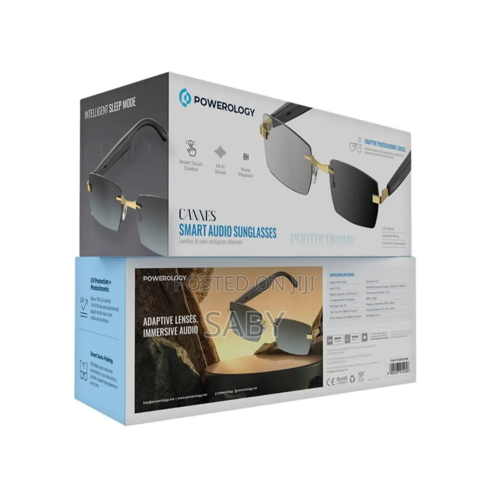 Powerology Cannes Smart Audio Sunglasses ስልክ ለማውራት የሚያገለግል መነፀር