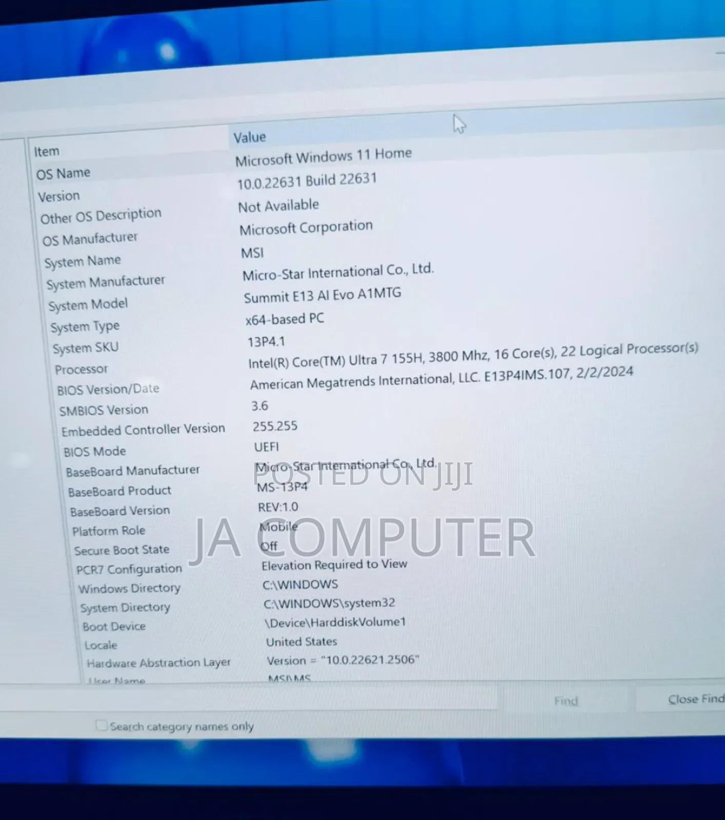 New Laptop MSI Summit E13 Flip Evo 16GB Intel Core Ultra 7 SSD 1T