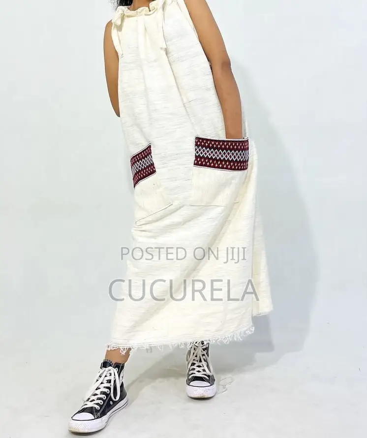 Artisan Pocket Detail Cotton Maxi Shift Dress