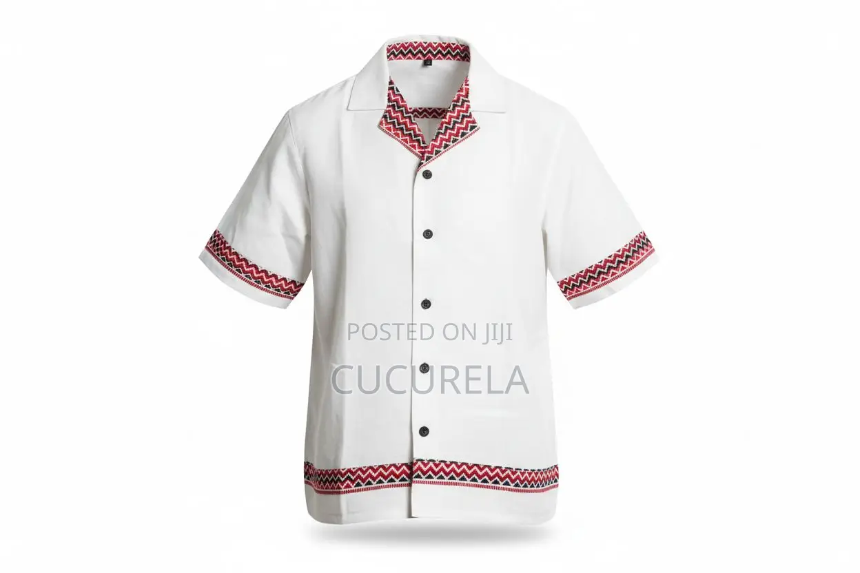 Men's Artisan Detail Camp Collar Shirt (Traditional Clothes)