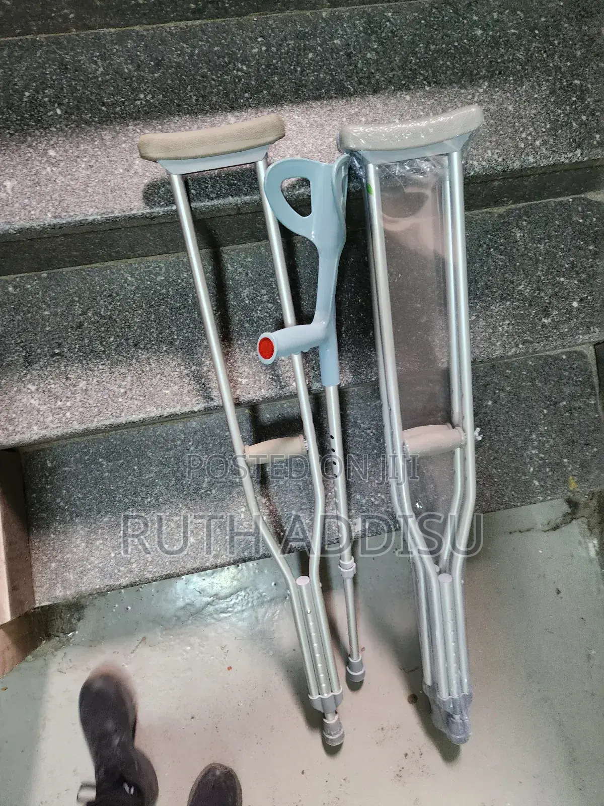 Bilateral Axillary and Elbow Crutches With Adjustable Height Crutches