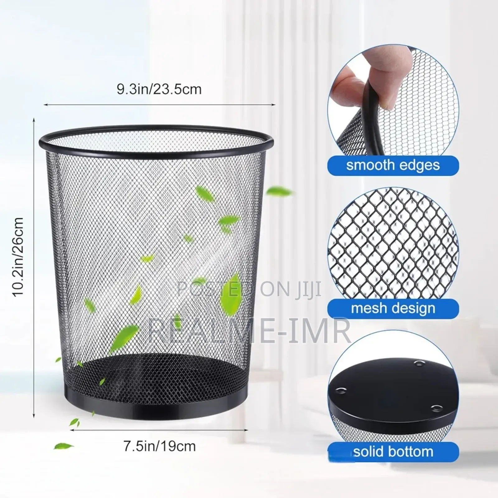 Black Mesh Waste Bin – Office/Home