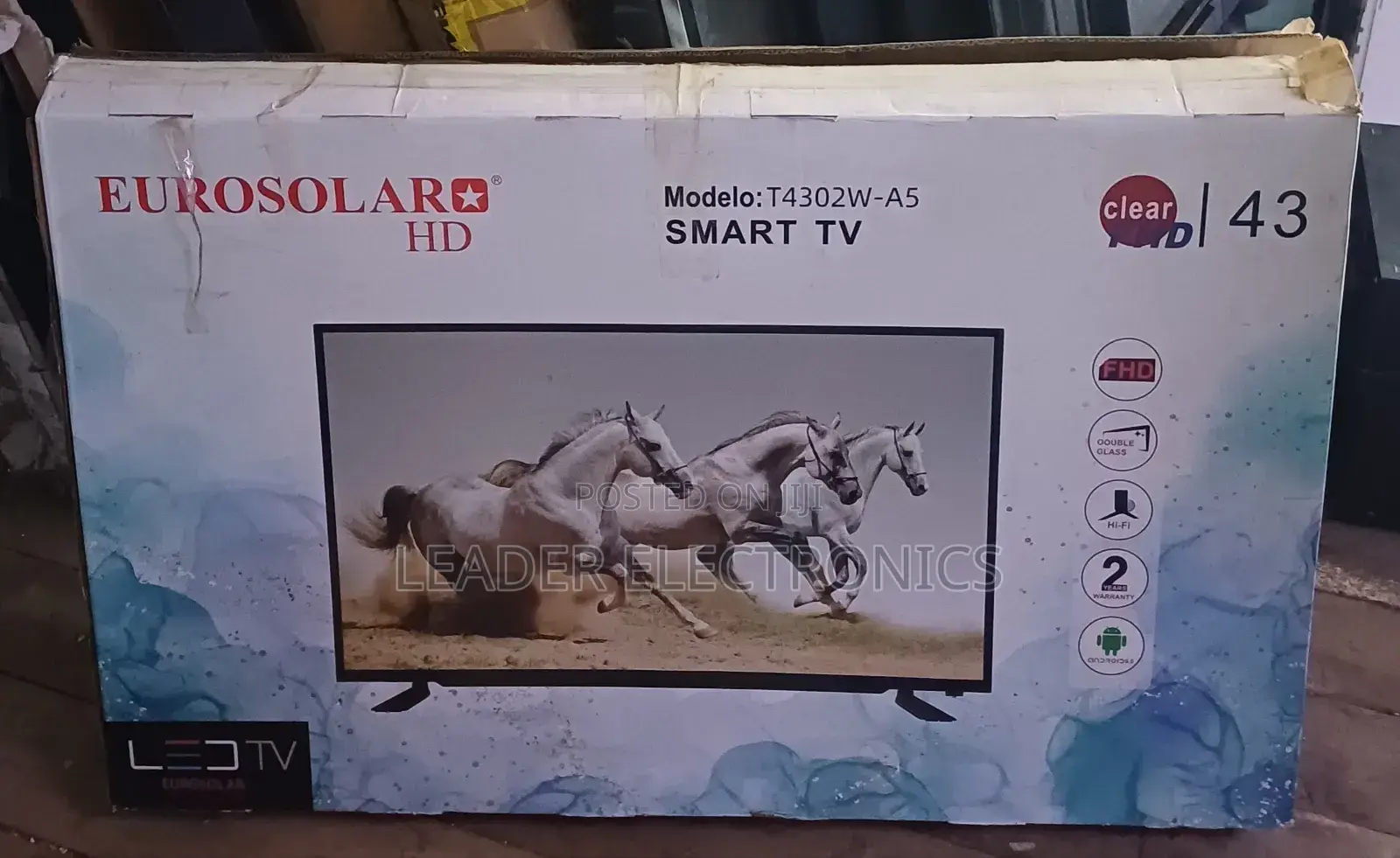 Eurosolar Tv 43" Smart Android Tv Double Glass Tv