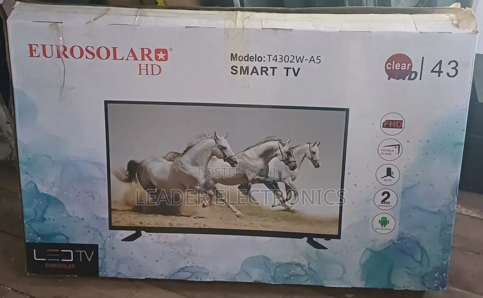 Eurosolar Tv 43" Smart Android Tv Double Glass Tv