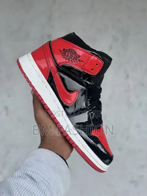 Photo - Air Jordan 1 Mid High Red X Black Shine Quality Shoes