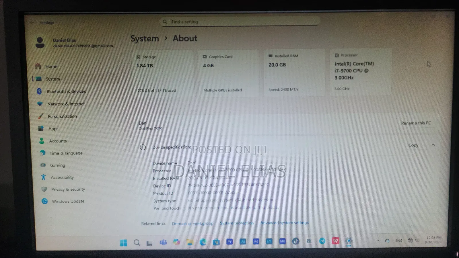 Desktop Computer Dell OptiPlex 7070 20GB Intel Core i7 SSD 2T