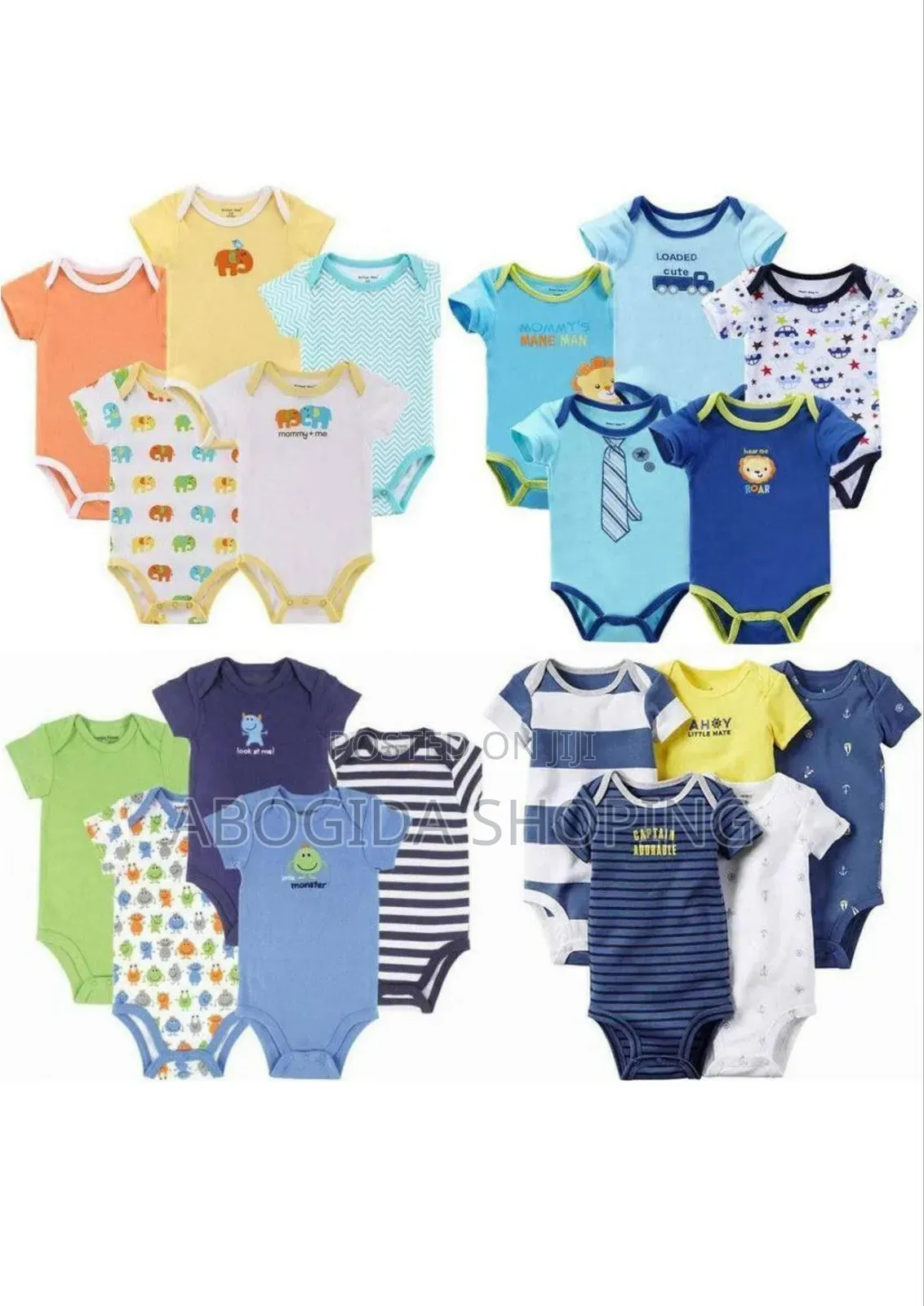 5 in 1 Baby Diaper Shirt Set