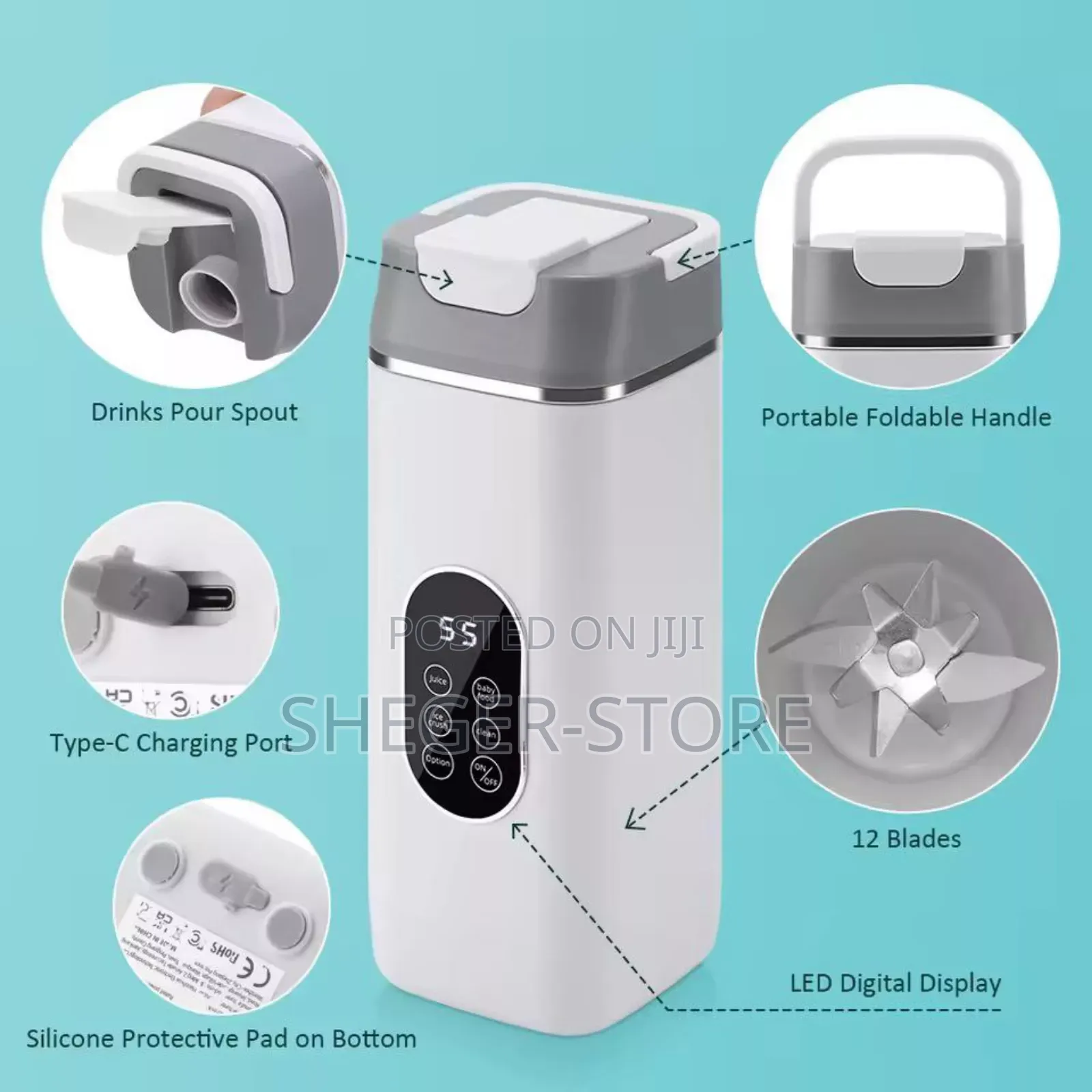 Rechargeable Portable Juicer Cup(✓በቻርጅ የሚሰራ)
