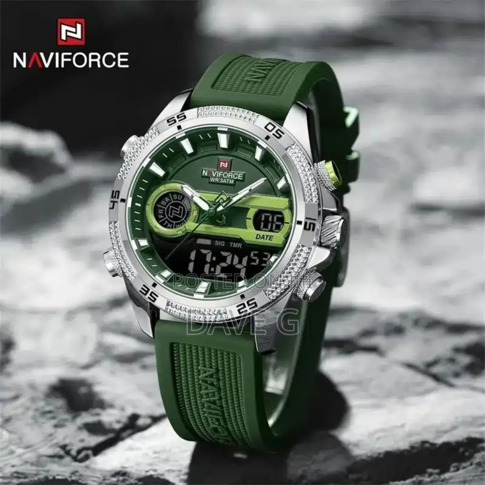 Naviforce Dual Mastery Men Quartz Watch Rectangle Wristwatch