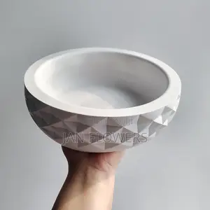Diamond Shape Large Concrete Flower Pot With Natural Flower Home Offic