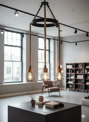 Rustic Rope and Cage Pendant Chandelier