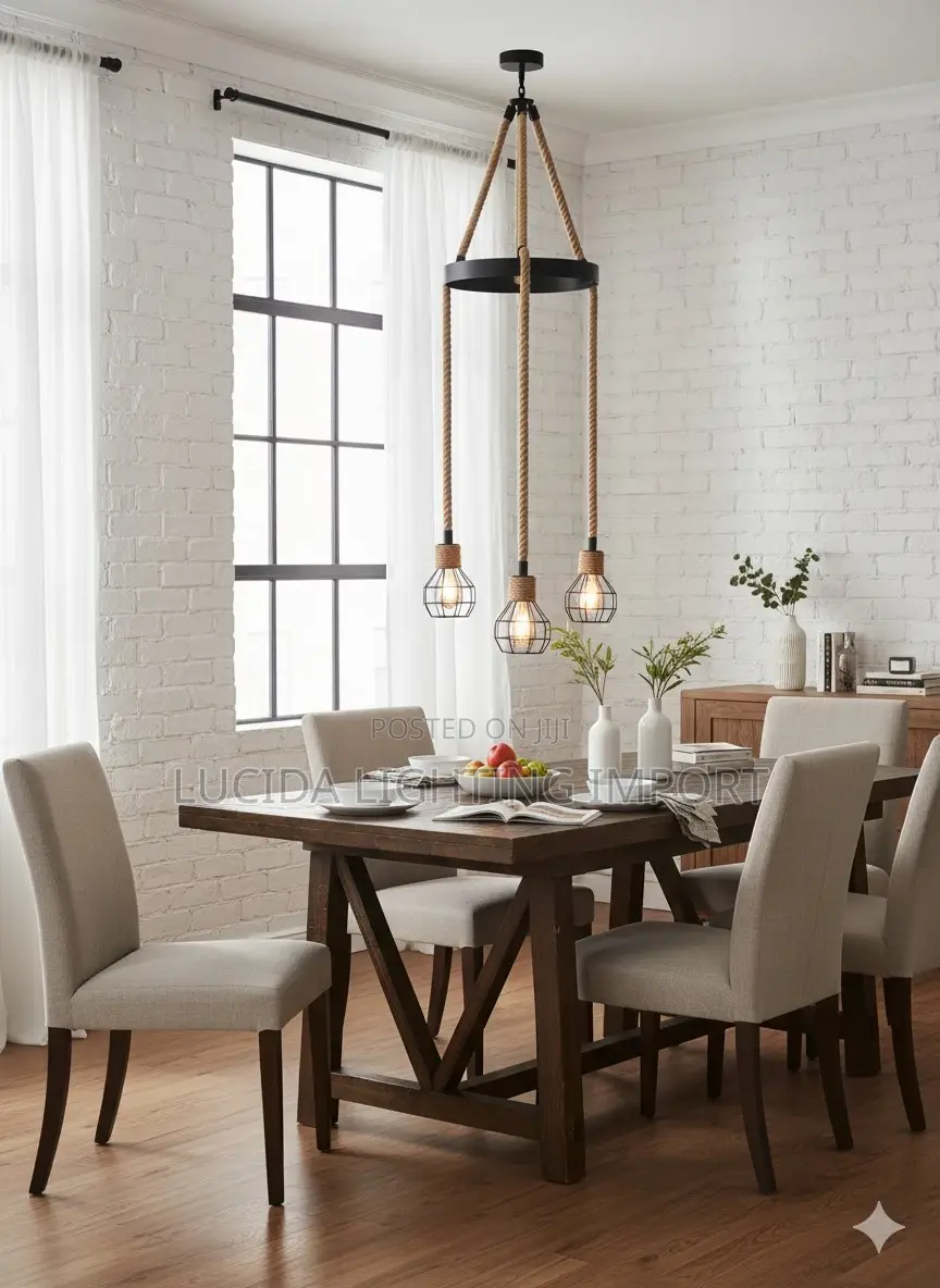 Rustic Rope and Cage Pendant Chandelier