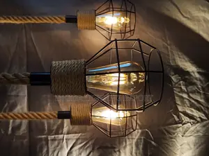 Rustic Rope and Cage Pendant Chandelier