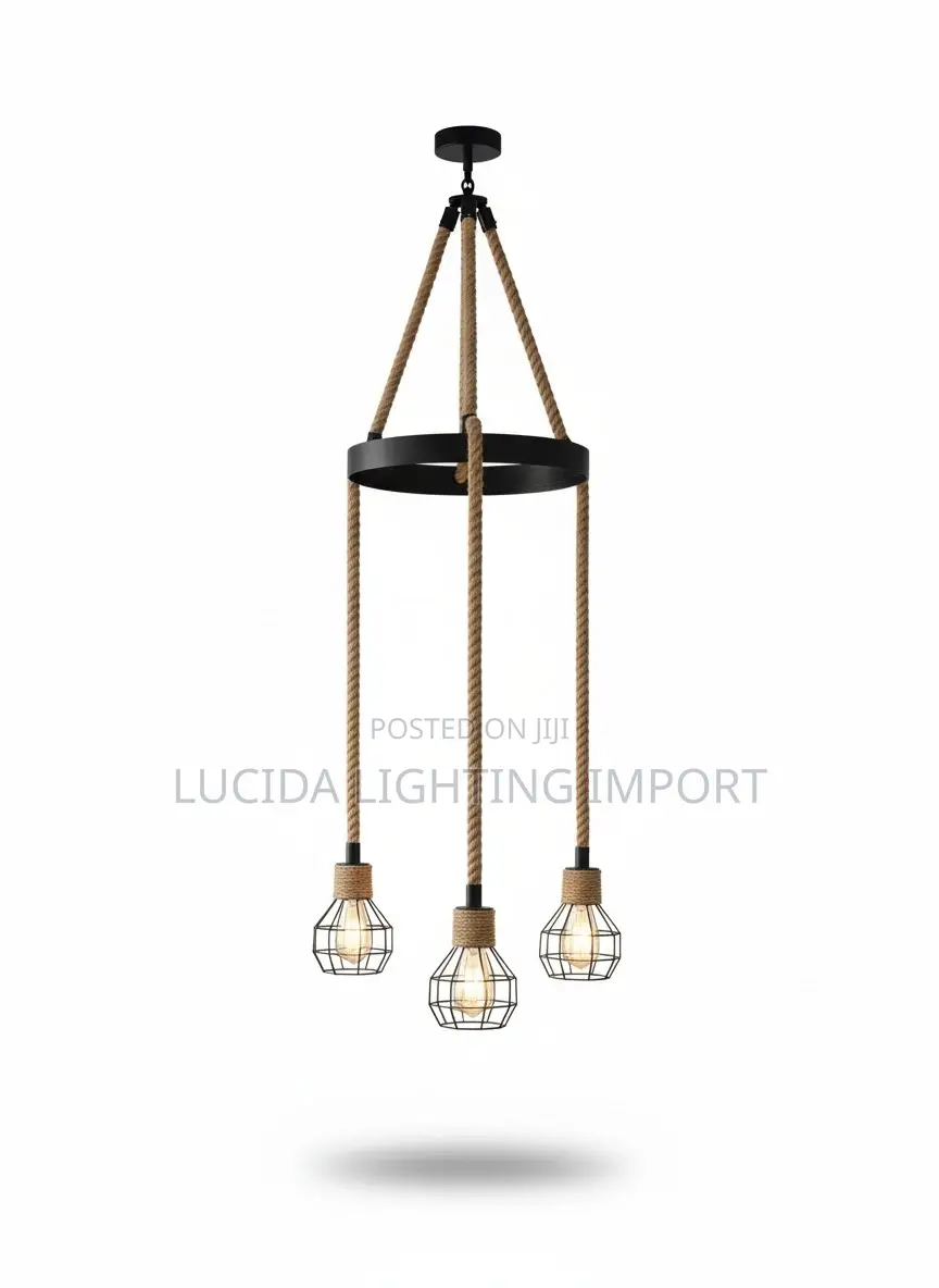 Rustic Rope and Cage Pendant Chandelier