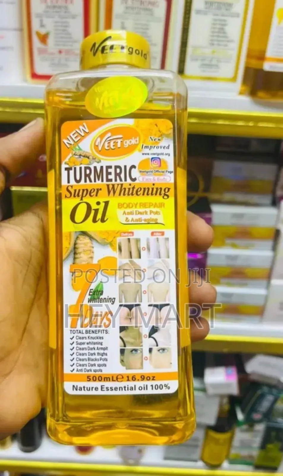 Veet Gold Turmeric Super Body Oil for Skin Brightening and Repair.