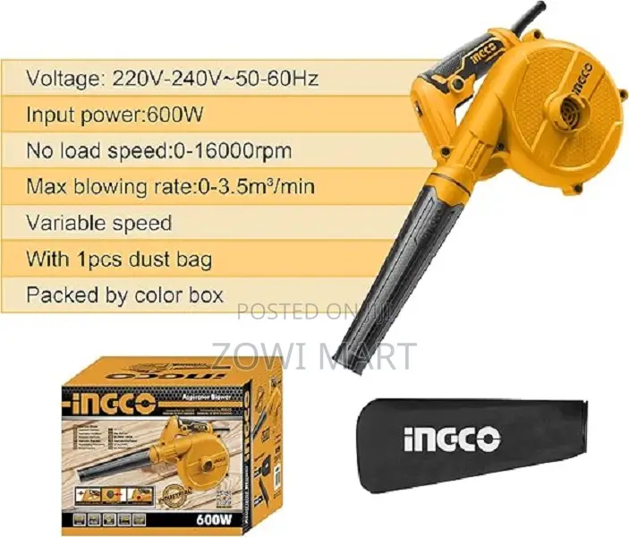 Ingco Aspirator Blower, 600w – Variable Speed