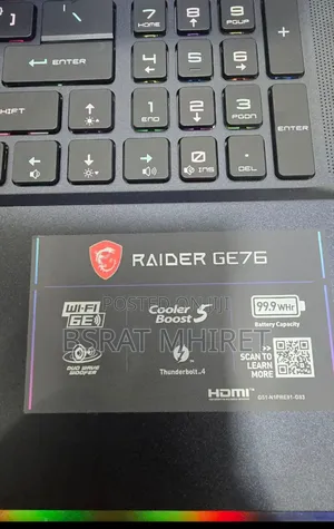 New Laptop MSI Raider GE76 12UGS 16GB Intel Core I9 SSD 1T