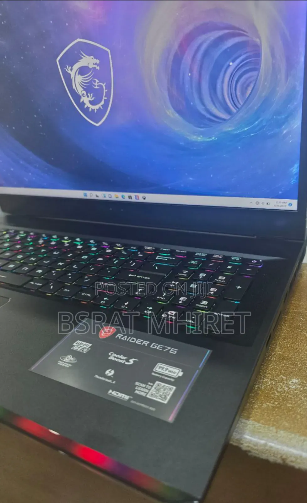 New Laptop MSI Raider GE76 12UGS 16GB Intel Core I9 SSD 1T