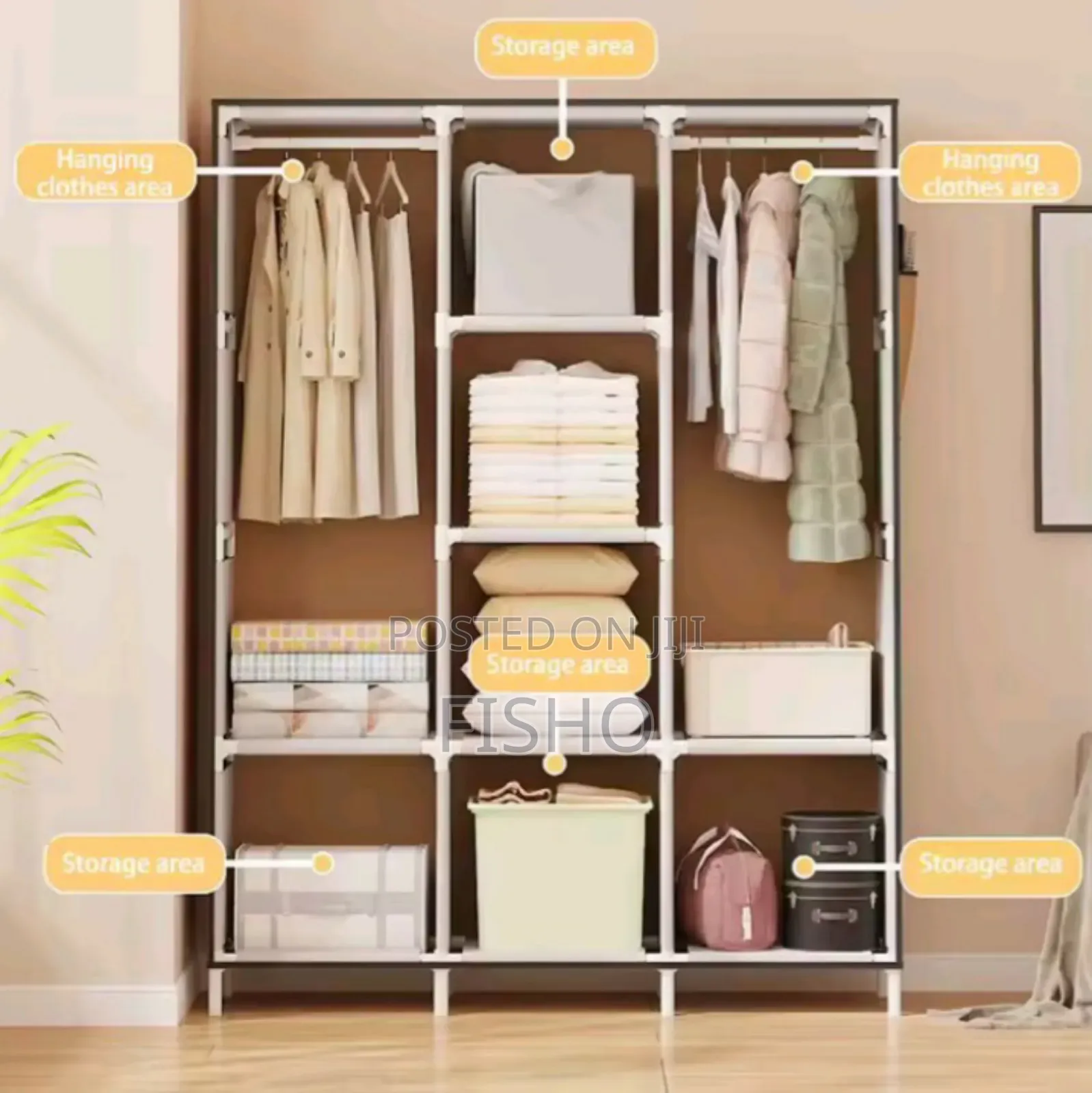 Simple Wardrobe ዘመናዊ የልብስ ማስቀመጫ ቁምሳጥን ከነፃ ዲሊበሪ ጋር ቁመት175 የጎንስፊት 130ሳ.ሜ