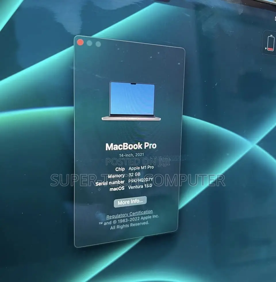 New Laptop Apple MacBook Pro M1 32GB Apple M1 Pro SSD 1T