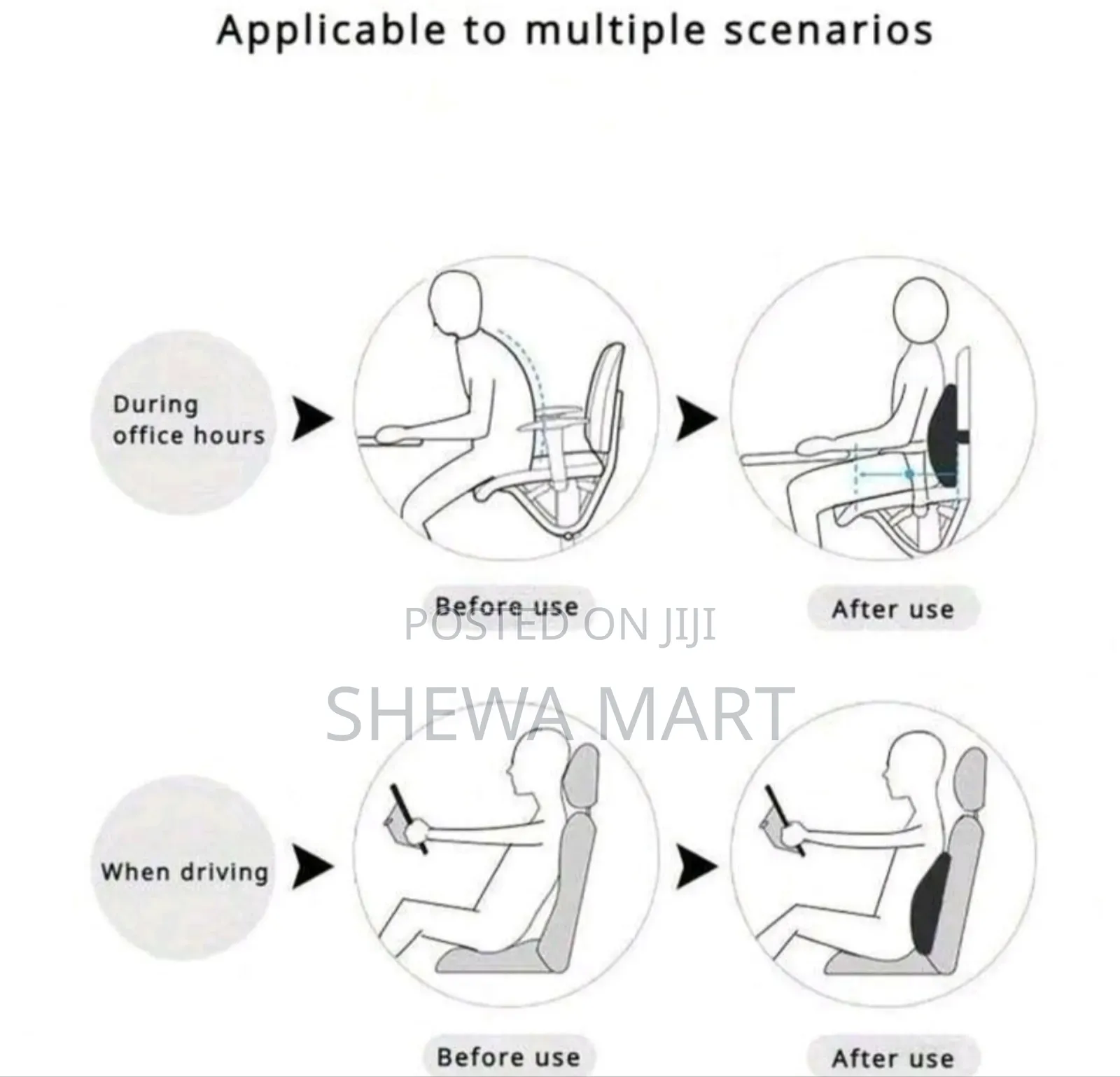 Ergonomic Lumbar Support Cushion Set for Office Chair, Memory Foam