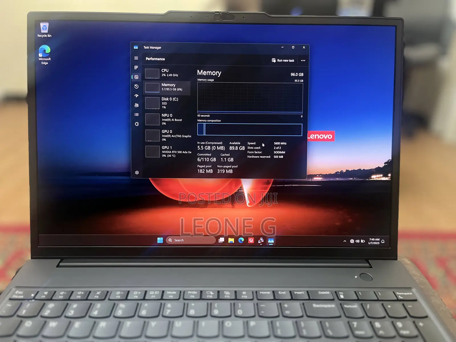New Laptop Lenovo Thinkpad P14s 96GB Intel Core Ultra 7 SSD 2T