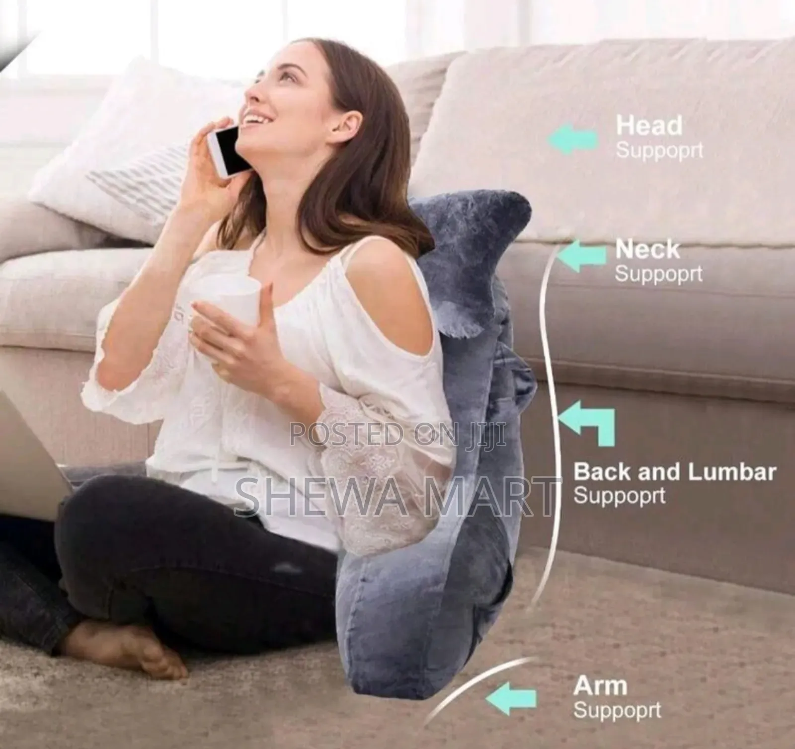 Pillow for Bed Reading Back Pillow With Arm Support and Pockets Back