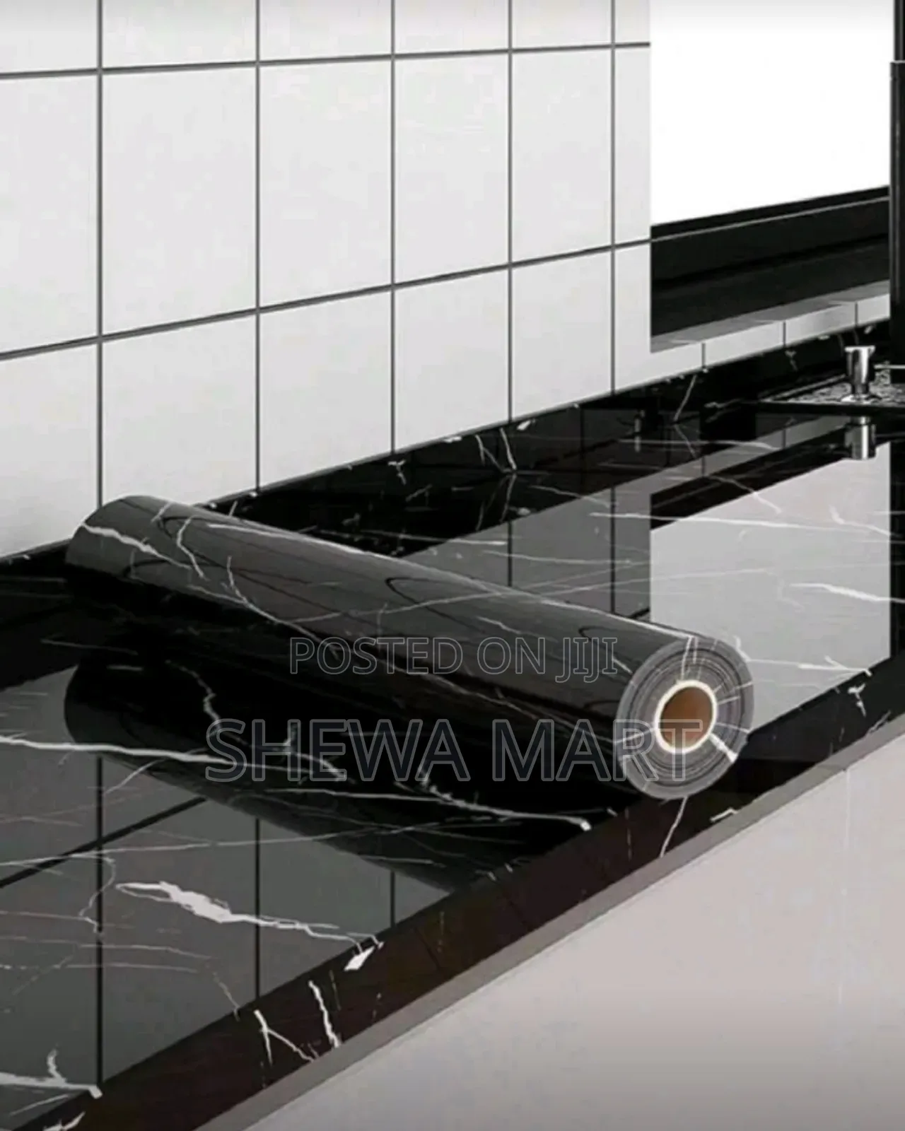 White Marble Pattern Kitchen Oil-Proof Sticker, Peel Stick Removable