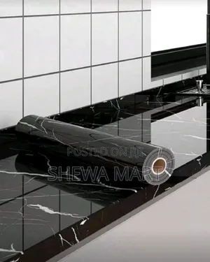 White Marble Pattern Kitchen Oil-Proof Sticker, Peel Stick Removable