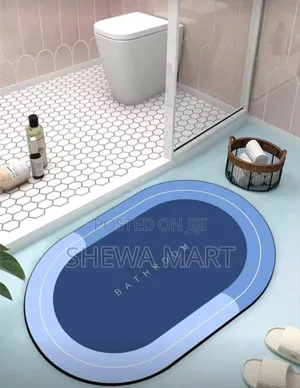 Silicone Bathroom Mat, Letter Design Absorbent Anti-Slip Rug Bathroom