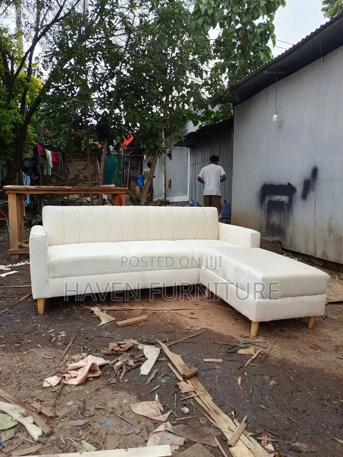 White With Wood Leg 12 Sofa