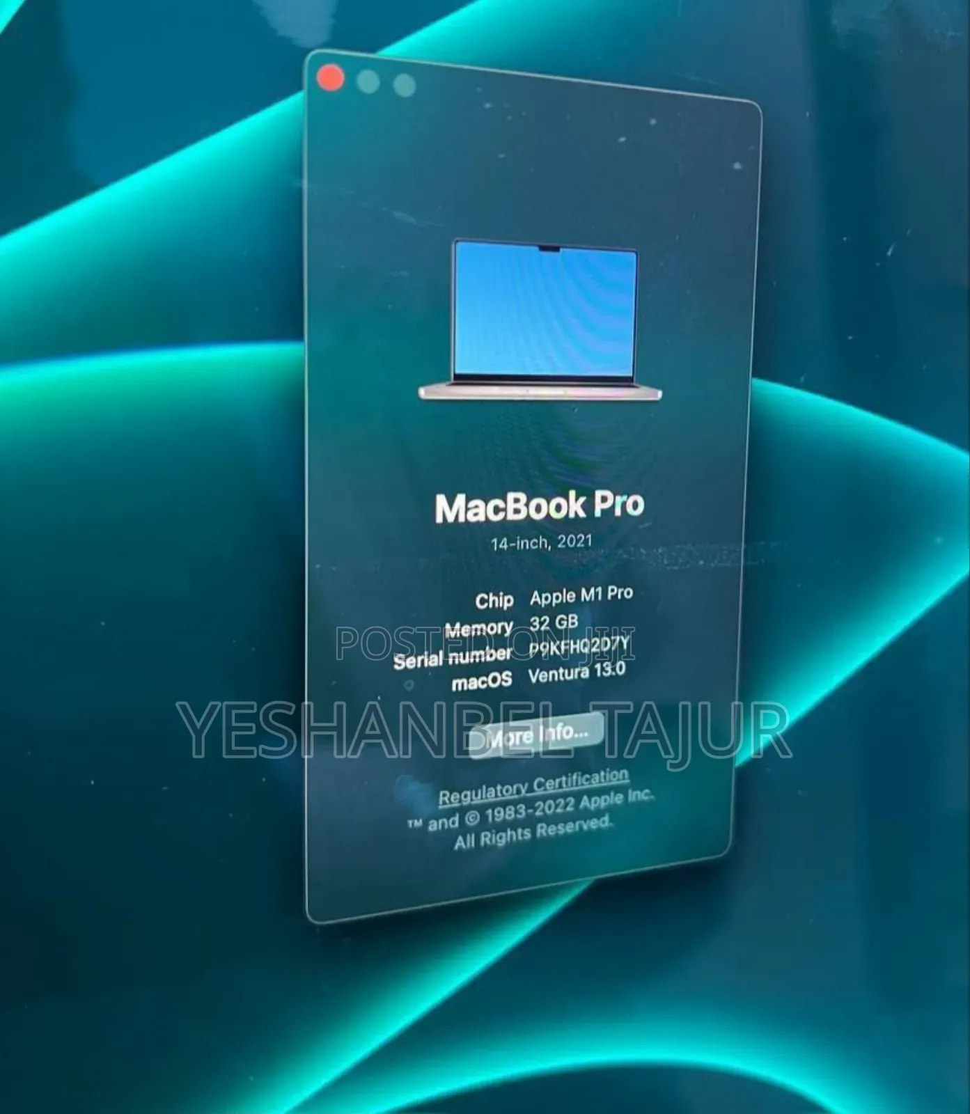 New Laptop Apple MacBook Pro M1 32GB Apple M1 Pro SSD 1T