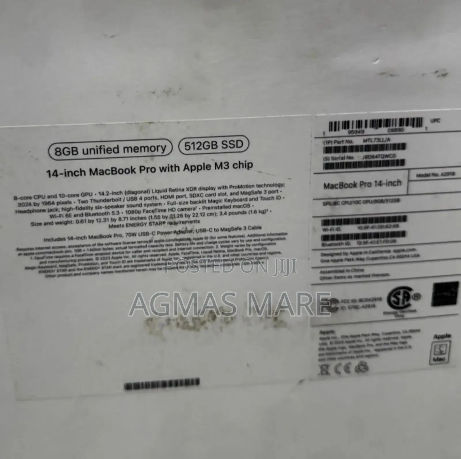 New Laptop Apple MacBook Pro 2024 M3 14-Inch 8GB Apple M3 Pro SSD 512GB