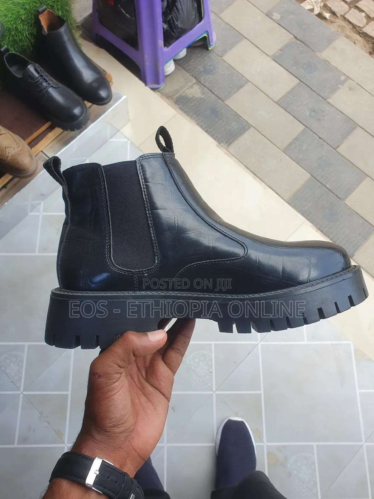 Black Casual Leather Boots [On Hand]