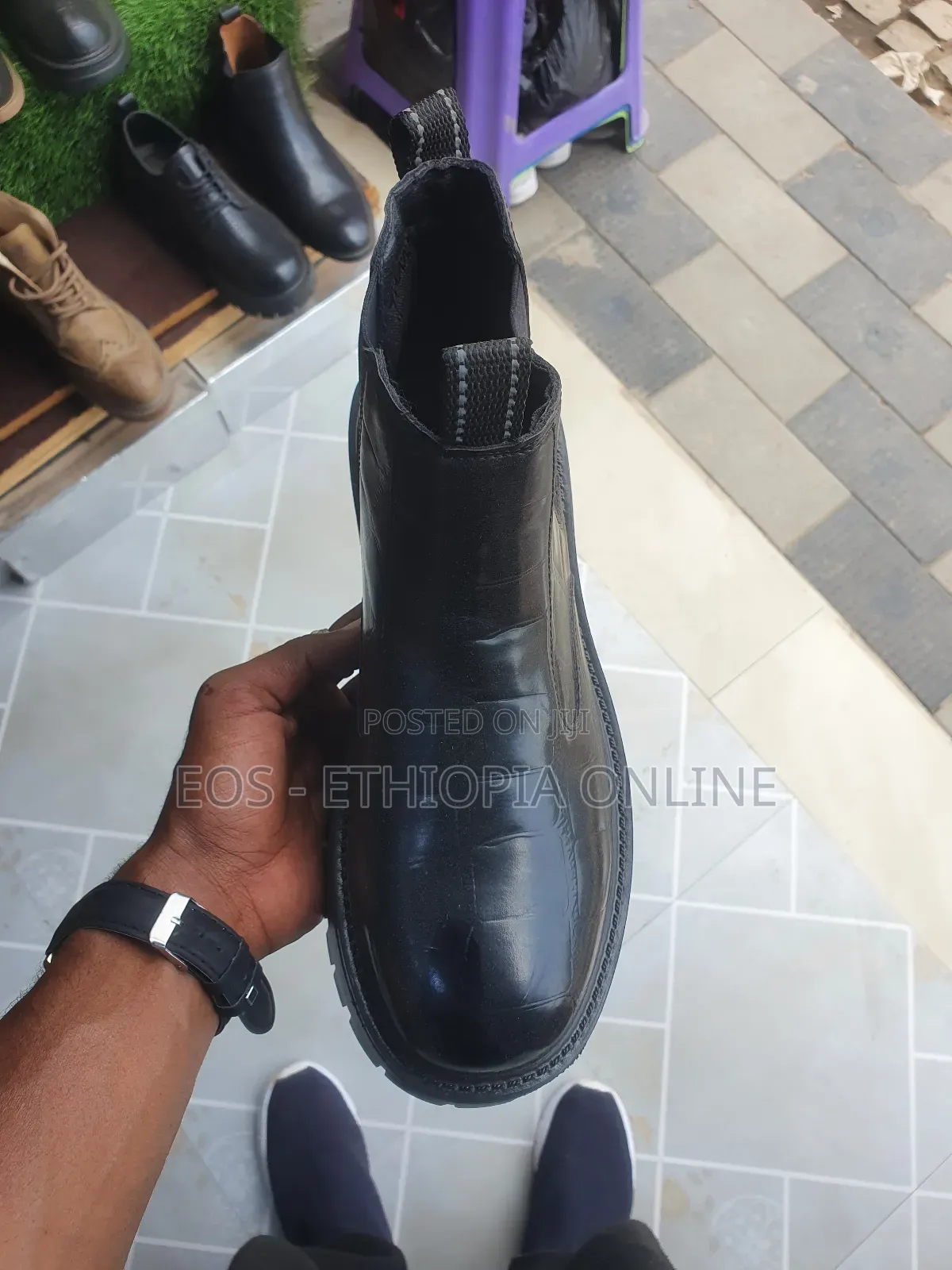 Black Casual Leather Boots [On Hand]