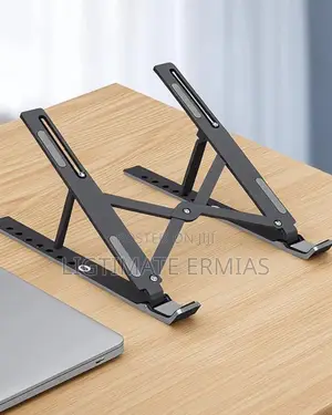 Photo - Foldable Height Adjustable Metal Frame Laptop Stand