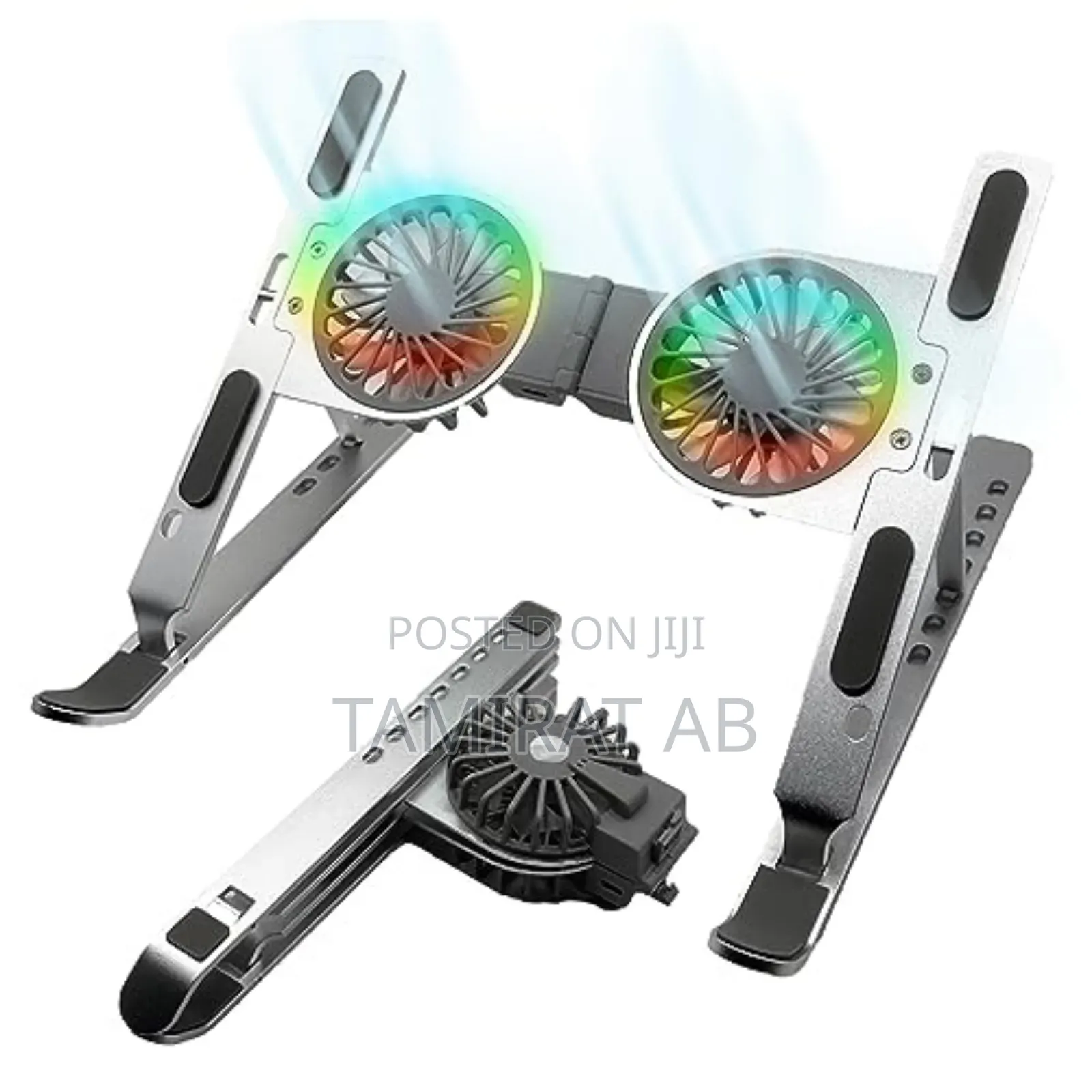 Foldable Laptop Stand With Dual Cooling Fans, Adjustable Height
