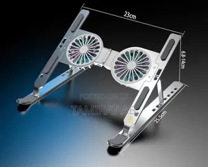 Foldable Laptop Stand With Dual Cooling Fans, Adjustable Height