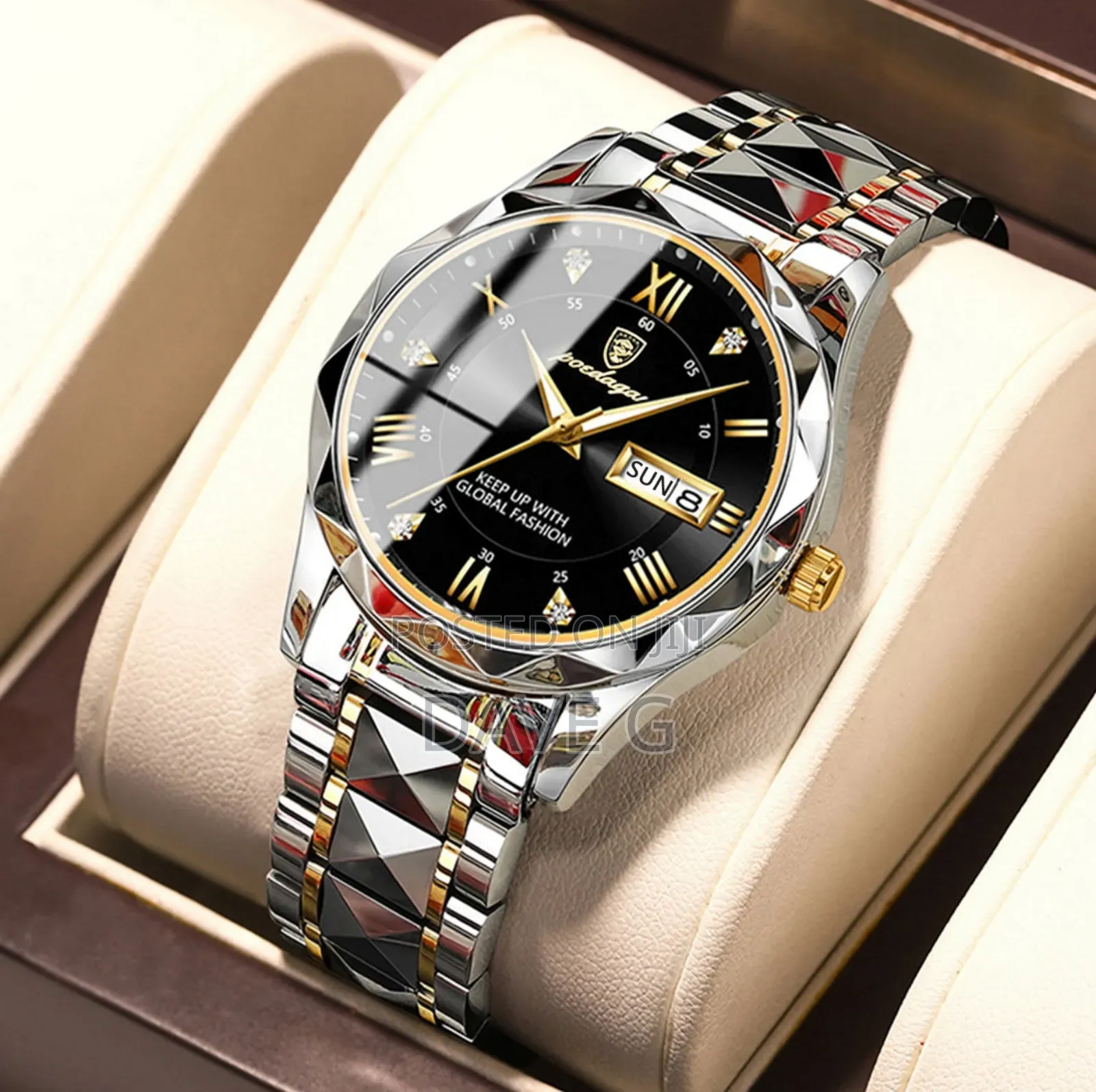 Luxury Brand Fashion Men's Gold Watch Stainless Steel Quartz Watch