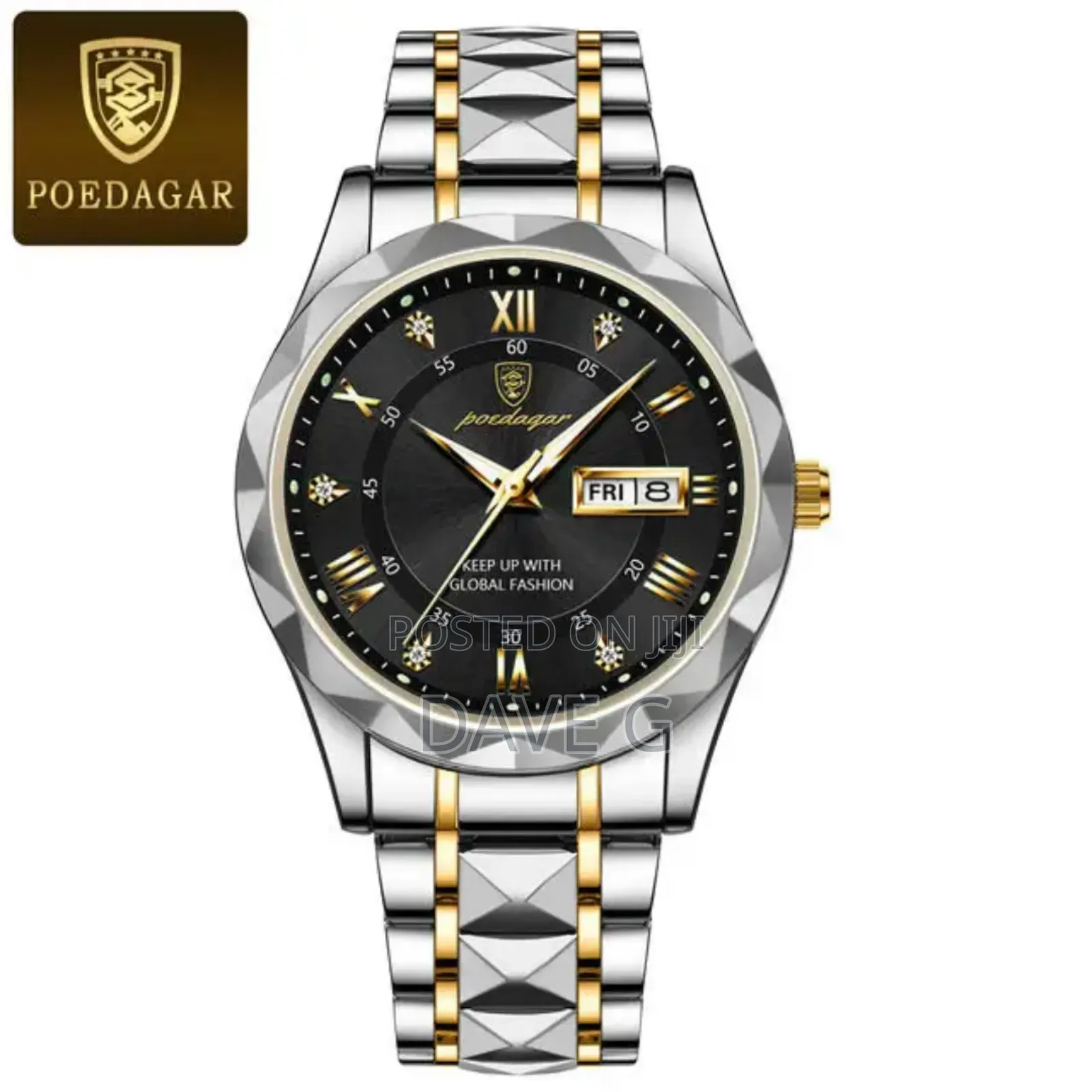 Luxury Brand Fashion Men's Gold Watch Stainless Steel Quartz Watch