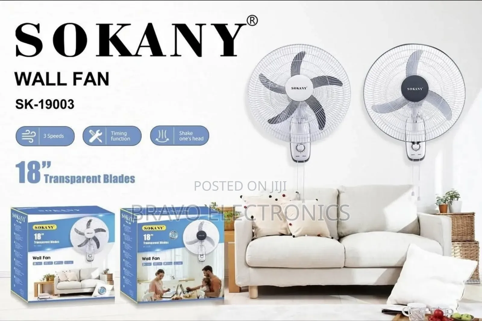 Sokany Wall Fan Ventilator 18" – Powerful Cooling!