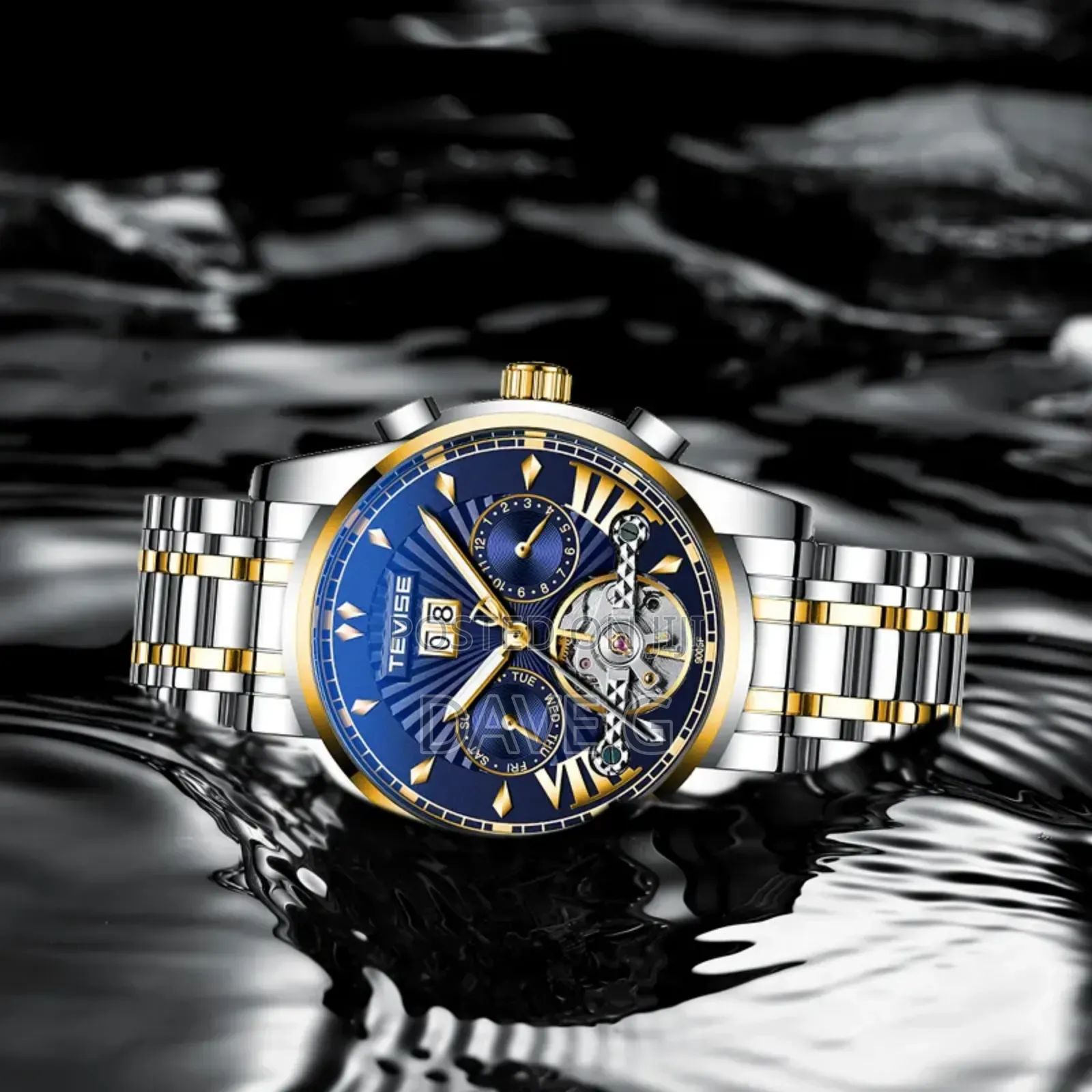 Tevise Luxury Men's Watch, Retro Carved, Waterproof Hollow Men Watch